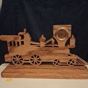 Wooden Train Clock Home Decor